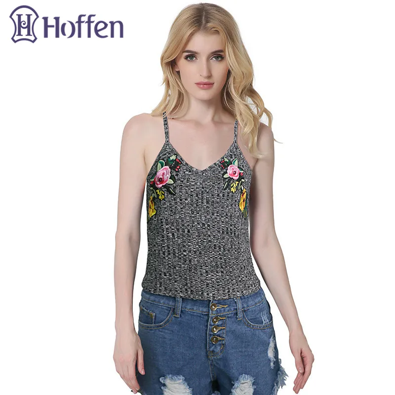 Женский топ с цветочной вышивкой V образным вырезом|cami top|knit camisolesummer sexy top |