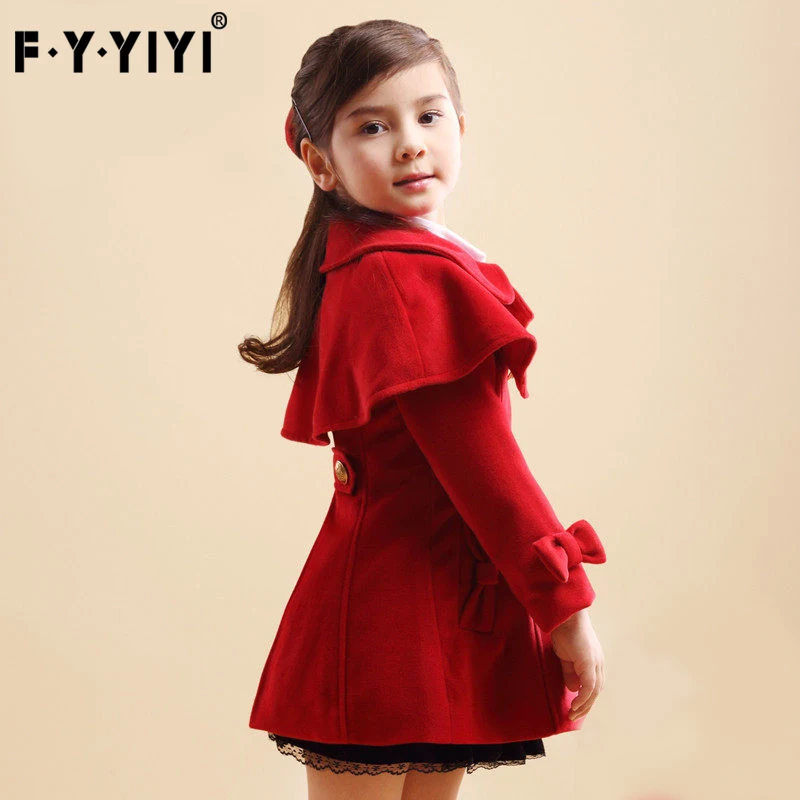 

Girl coat woolen overcoat Spring and autumn coat Removable Cloak Thickened warm 2017 new clothes Double-breasted