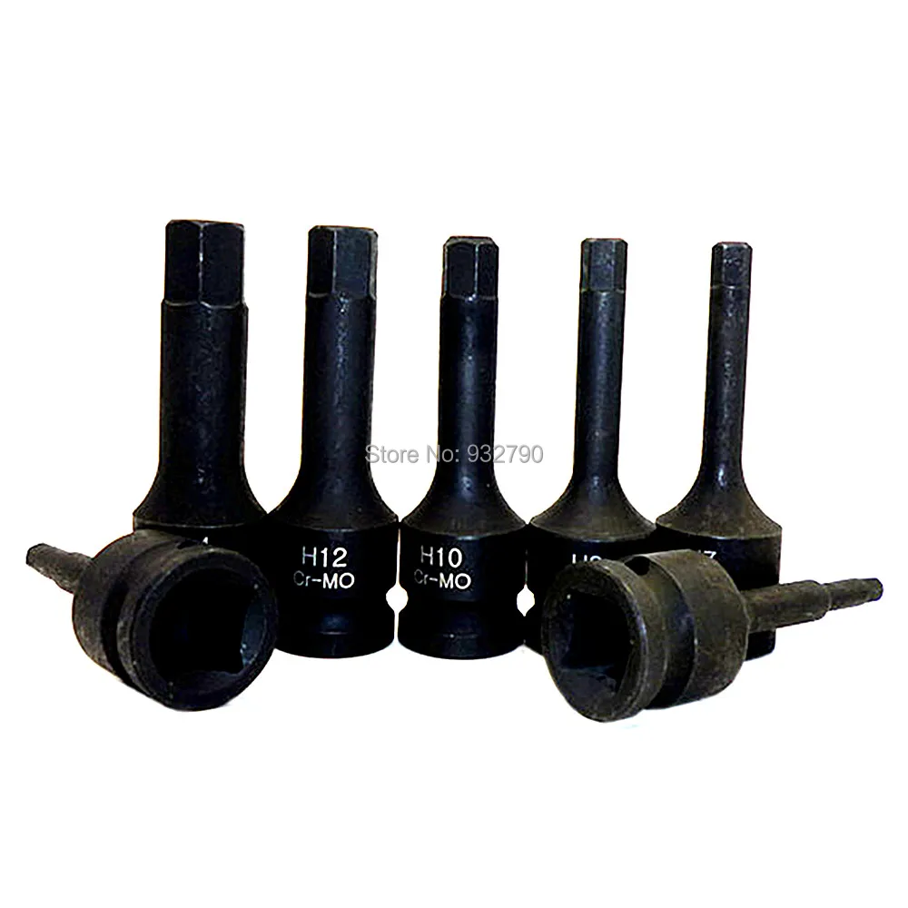 7 шт. Cr Mo 1/2Dr 78mmL Сращивание ударные биты с шестигранной головкой размеры H5 H6 H7 H8 H10