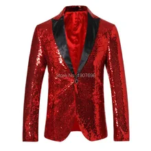 Красный блестящий блейзер для певца, черные остроконечные лацканы, тонкие топы на одной пуговице, мужской пиджак для вечернего выпускного, вечерние, для сцены