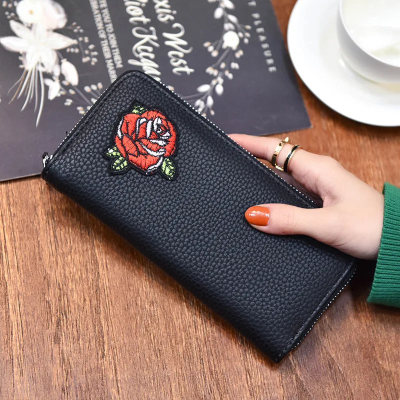 2018 Fashion Women Wallet Flower Embroidery Wallet Long Creative Female