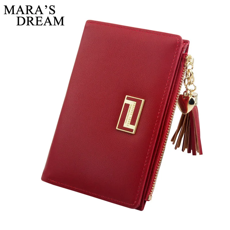 

Mara's Dream 2019 Women's Solid Color Zipper Tassel Fashion Wallet Korean Version Buckle Female Wallet Multi-function Clutch Bag