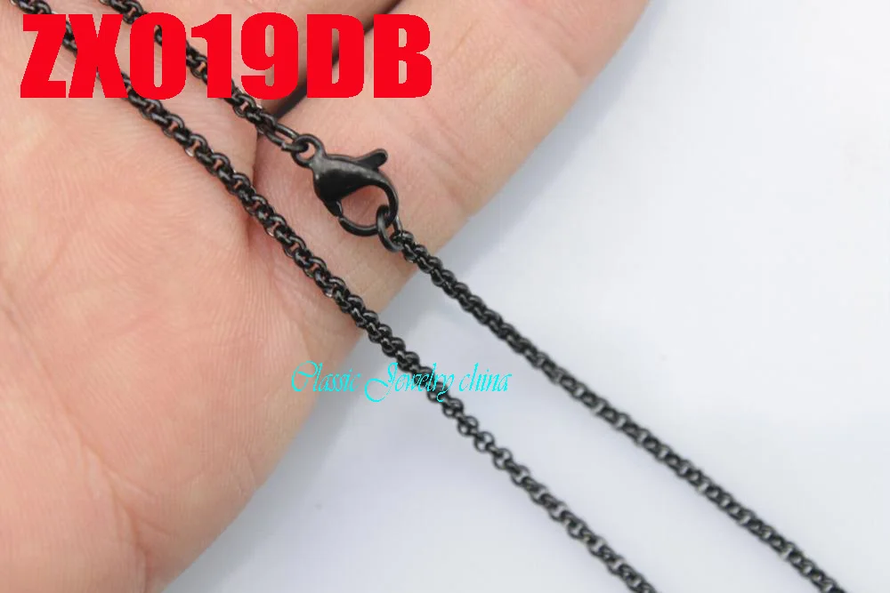 14 "-38" černá barva náhrdelník z nerezové oceli 2 mm kulaté rolo řetízky dámské módní šperky 20ks ZX019DB