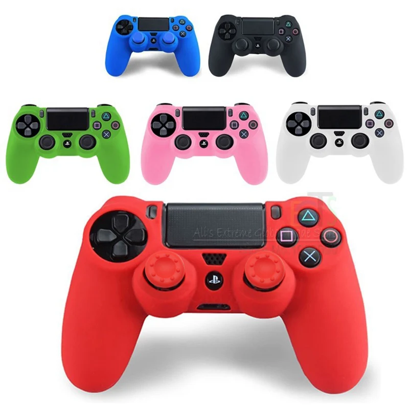 

2 in 1 Rubber Silicone Gel Joystick Thumb Sticker Analog Grips Caps for Dualshock 4 PS4 Slim Case Joystick Caps Pro Case