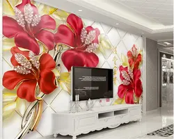 Beibehang papel де parede модные красивые обои элегантная атмосфера красный цветочный Алмаз Цветочный стерео задний план стены