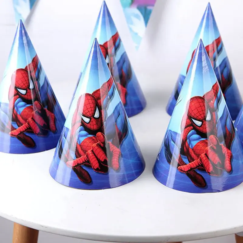 Супер герой флажок с принтом «мстители» гирлянда, "Бэтмен" и "Человек-паук" бумажные флаги овсянка для малыш душ мальчики девочки День рождения украшения - Цвет: hat 6pcs