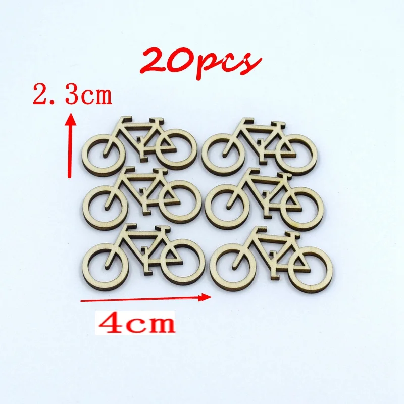 

20PCS 40mm Wooden Bicycle Bike Cutout Veneers Slices DIY Crafting Ornament For Wedding Engagement Festival Theme Party 1811302