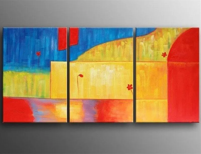 

Handpainted Abstract Colors Oil Paintings on Canvas Handmade Modern Simple Artwork 3 Piece Wall Painting Home Decor Art Pictures