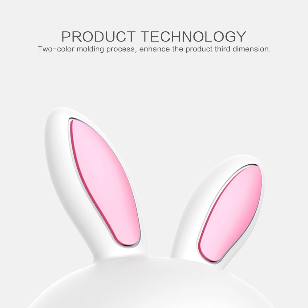 7 Colors LED Night Light Silicone Cute Cartoon Rabbit Rechargeable Decor Table Lamp Holiday Ambient Light for Girl Children Gift (3)