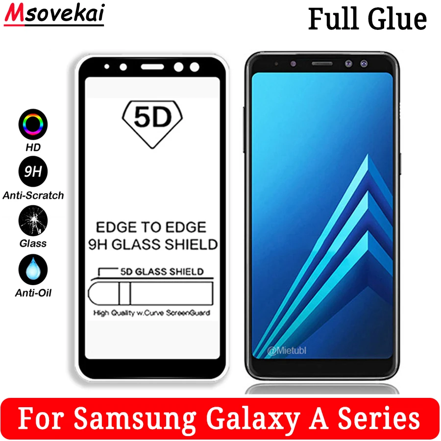 5D 9D полное покрытие закаленное Стекло для Samsung Galaxy A7 A9 2018 A6 A8 плюс A750F A9s Star Pro полный