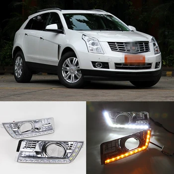 

CSCSNL 1 Set LED DRL Daytime Running Lights Fog Lamp Cover With Turn Yellow Signal For Cadillac SRX 2012 2013 2014 2015 2016