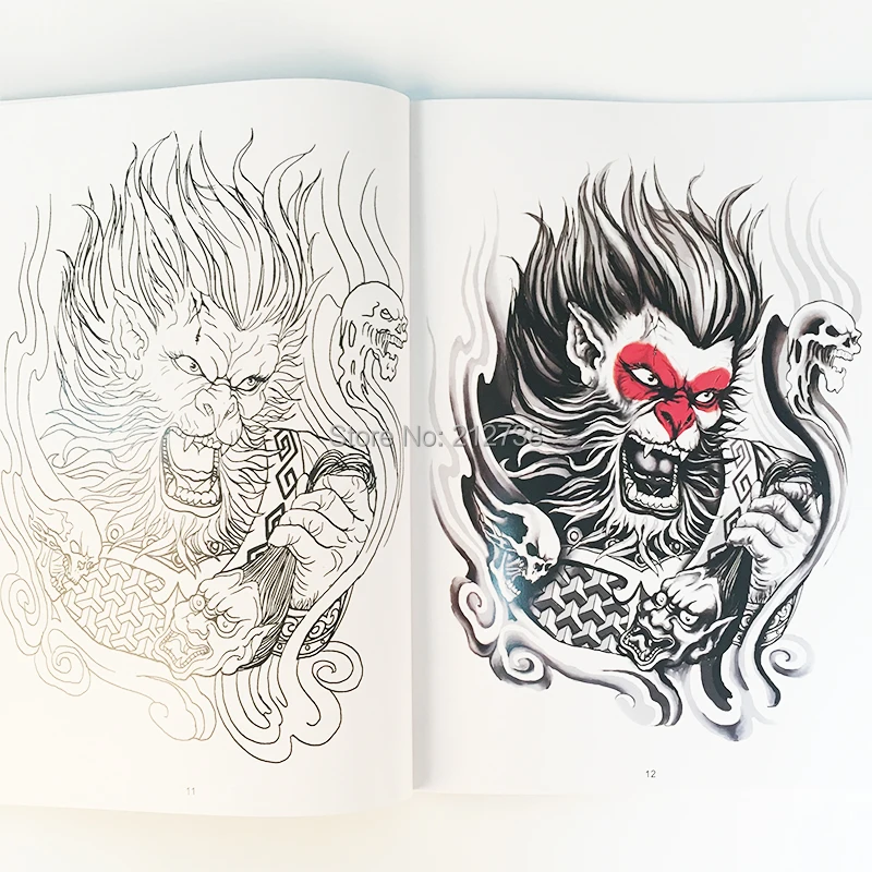 alta china tradicional tatuagem flash book macaco king samurai clássicos em geral frete grátis