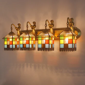 

light LED Mediterranean bathroom mirror Wall lights Restroom bathroom vanity cabinet makeup mirror lamp Wall Lamps DF25