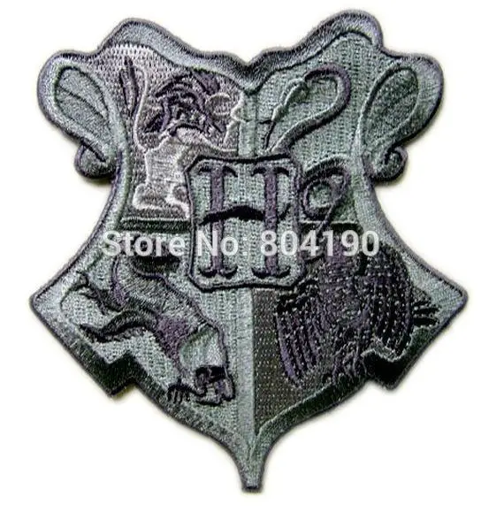

3.5" Harry Potter HOGWARTS School Crest Grey Uniform Costume Movie TV Embroidered Iron On Patch Goth Punk