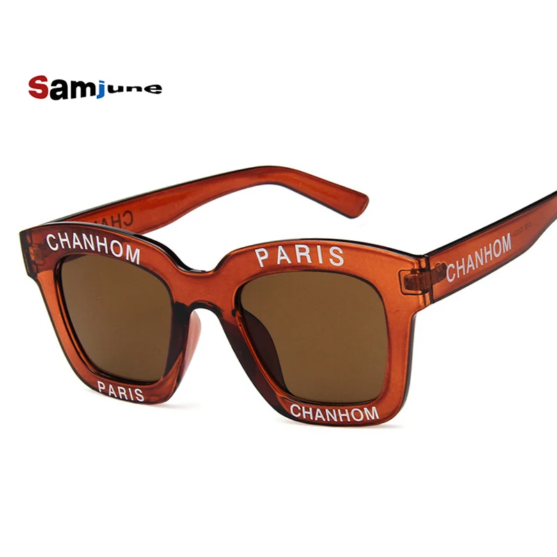 Samjune Ретро Квадратные Солнцезащитные очки для женщин, фирменный дизайн, английские буквы, металлическая оправа, круглые солнцезащитные очки, модные женские солнцезащитные очки