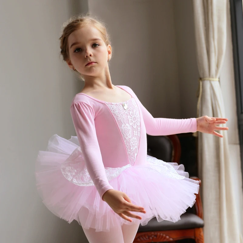 Балетное платье для девочек длинные рукава балетный костюм хлопок балерина Танцы Купальник Балетная пачка гимнастический купальник для девочек