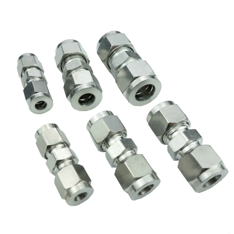 

1/8" 1/4" 3/8" 1/2" 3/4" 1" Tube OD Equal Straight Union Connector Double Ferrule Compression Fitting stainless steel 304