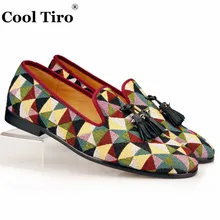Cool TIRO мужские лоферы с кисточками на плоской подошве тканые конопли Шлёпанцы для женщин для скольжения на мокасины Свадебные Мужские туфли кожа повседневная обувь