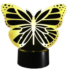 Бабочка светодиодный Спальня 3D ночник акриловая 3D лампа 7 цветов Изменение сенсорный переключатель освещение для гостиной свет сна подарок для ребенка