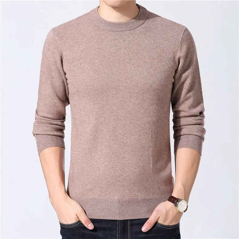 COODRONY свитер Мужская одежда осень зима кашемировый шерстяной пуловер свитера сплошной цвет Классический Повседневный пуловер с круглым вырезом 129