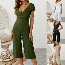 Women's Jumpsuit Summer Short Sleeve Ladies Jumpsuits Womens Rompers Jumpsuit Loose Rompers Trousers Women's Jumpsuit Summer Short Sleeve Ladies Jumpsuits Womens Rompers Jumpsuit Loose Rompers Trousers
