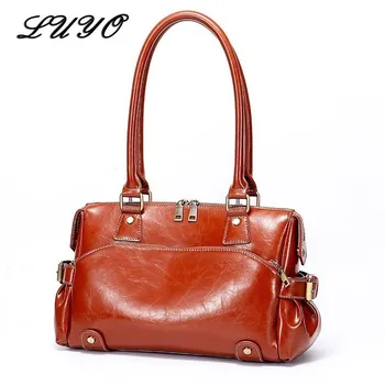 

2018 New Vintage Cowhide Genuine Leather Luxury Ladies Handbags Women Bags Designer Crossbody Shoulder Postman Brown Bag Female