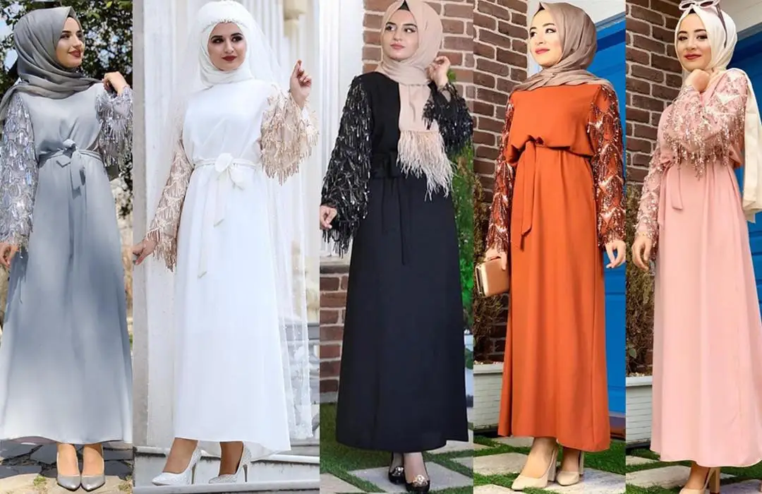 Новое Женское длинное платье с блестками и кисточками abaya Дубай мусульманское платье вечерние платья Арабский исламский костюм Молитвенное платье хиджаб пояс платье