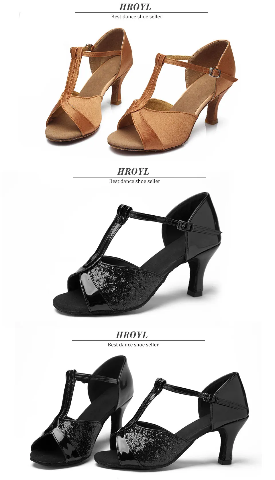 Новая брендовая танцевальная обувь для танго, латинских танцев, атласная танцевальная обувь для девочек, бальные туфли для латинских танцев, женская обувь для танцев 5 см и 7 см черного цвета