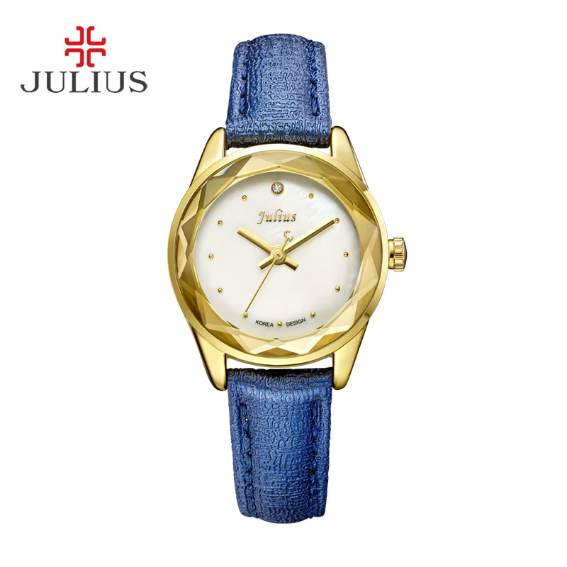

JULIUS Brand Quartz Lady Watch Rhinestone Waterproof Women's Watch Genuine Leather Upscale Large Dial Luxury Gift Wristwatches