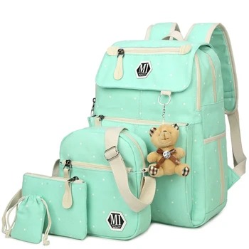 

Canvas 4Pcs/set School Backpacks College School bags Fashion Plecak for Teenager Girl And Boys Rucksack Moclila Shoulder Bag