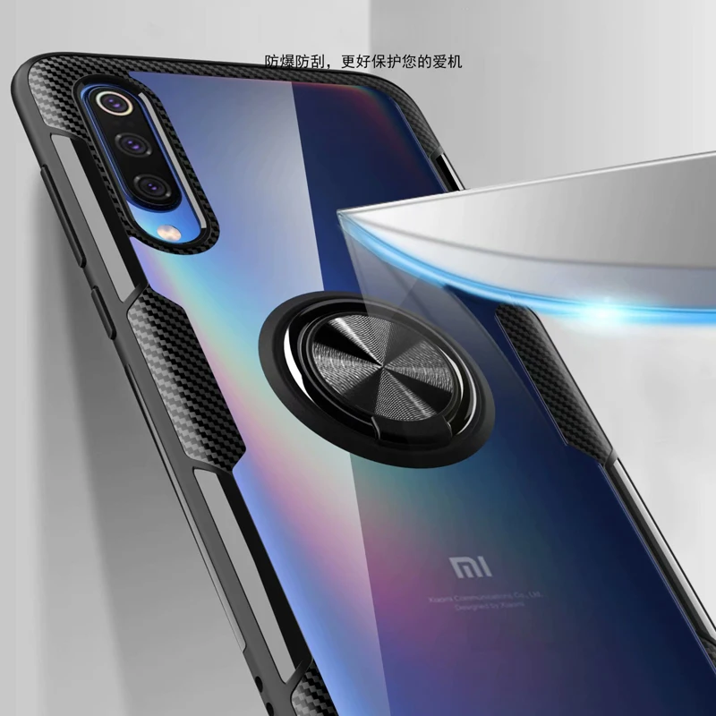 Чехол mi 9 для Xiaomi mi 9 SE чехол Роскошный прозрачный PC+ углеродное волокно полное защитное кольцо для Xioa mi 9se чехол Caque Fundas