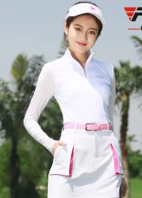 PGM женская летняя футболка для гольфа с длинными рукавами, крутая Солнцезащитная дышащая гладкая эластичная майка для женщин, Спортивная длинная рубашка для гольфа - Цвет: Белый