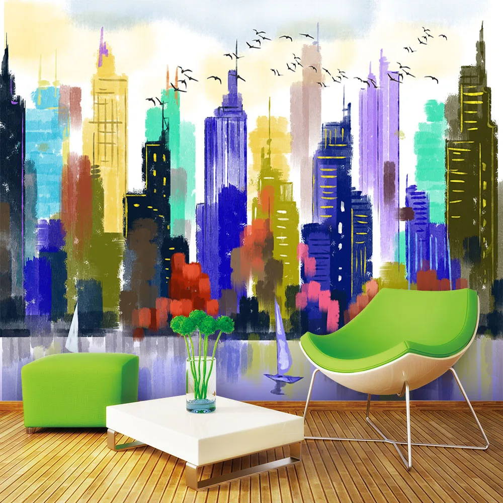 Custom 3d wallpaper mural Nordic modern abstract city building background wall - high-grade waterproof material wall covering Custom 3d wallpaper mural Nordic modern abstract city building background wall - high-grade waterproof material wall covering