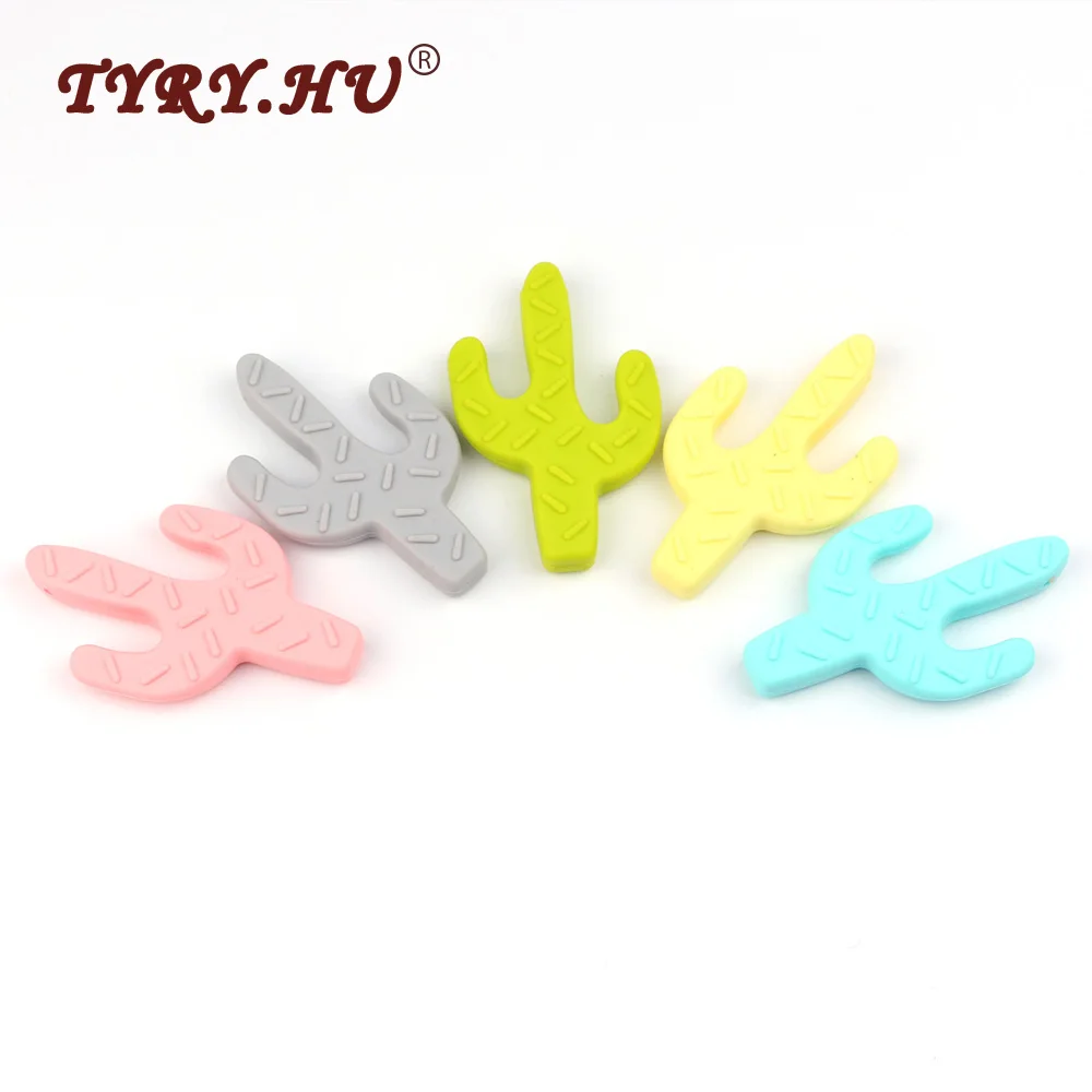

TYRY.HU 1pcs Silicone Beads Cactus Shaped Baby Teethers BPA Free Silicone Chew Charms Baby Teething Teeth Christmas Gift Toys