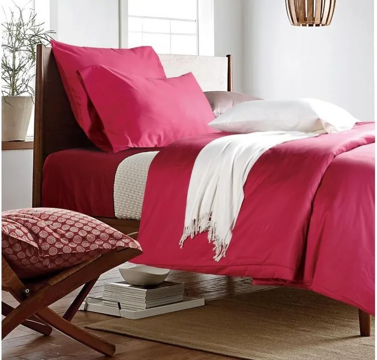 Luxury 100% Egyptian cotton solid coral red bedding sets ...
