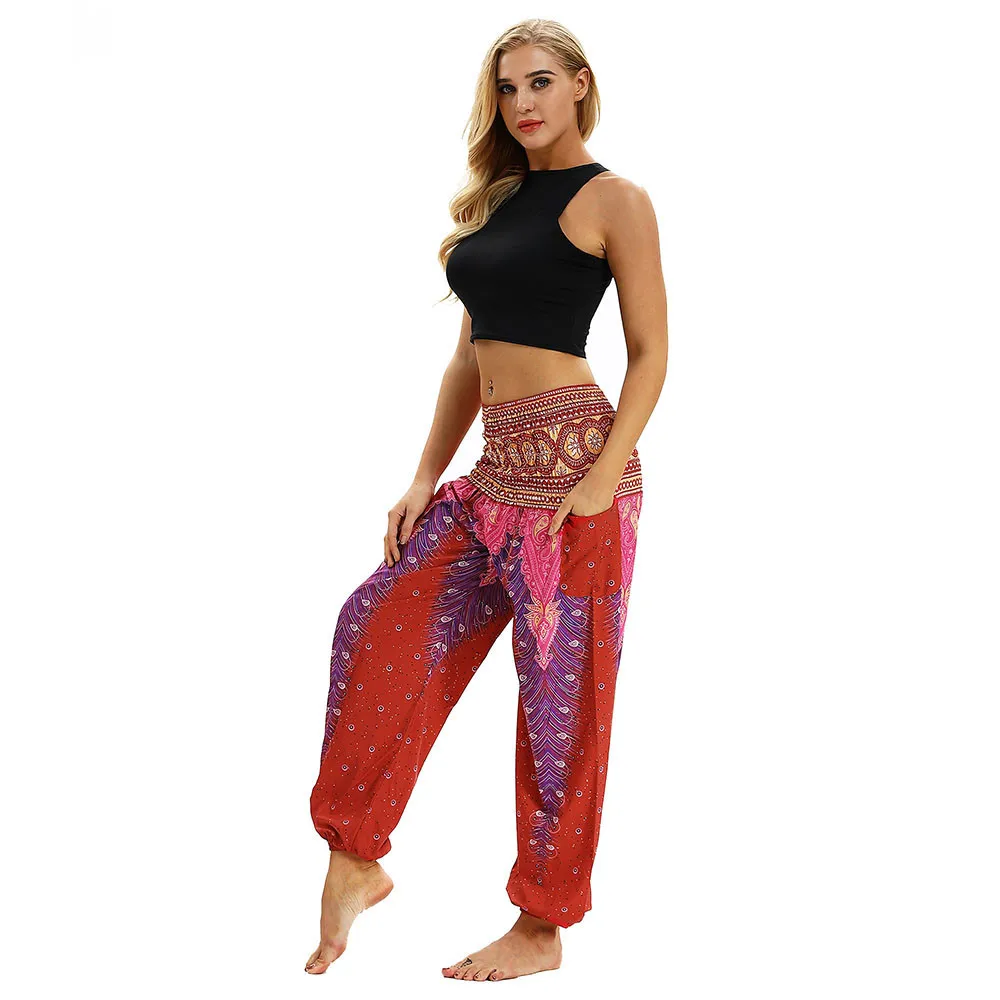 Fashion Bohemian Loose Pant Men Women Casual Hippy Trousers Baggy Aladdin Harem Pant Multi Colors Printed Trousers