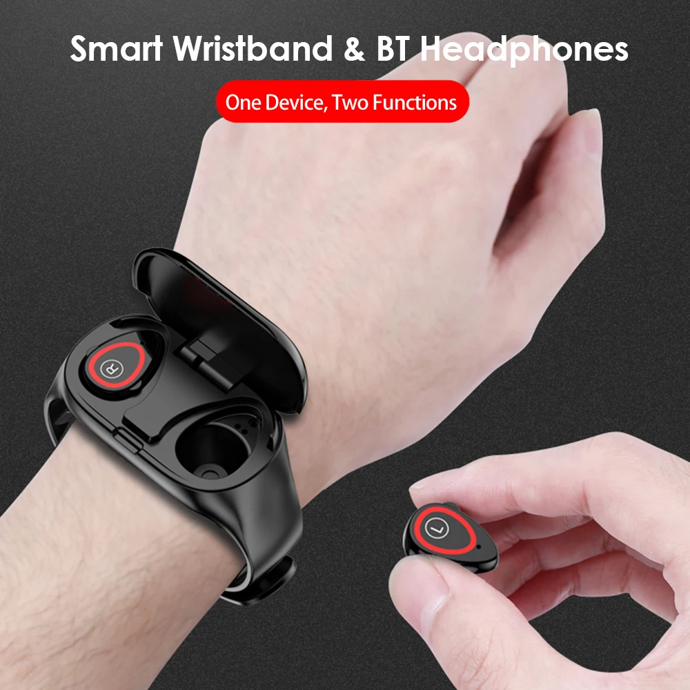 Bluetooth гарнитура 2 в 1 TWS наушники вкладыши Смарт часы фитнес трекер настоящие
