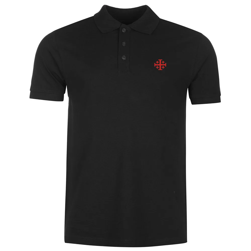 

Mens Jerusalem Cross Embroidery Masons Embroidered Casual Polo Shirts