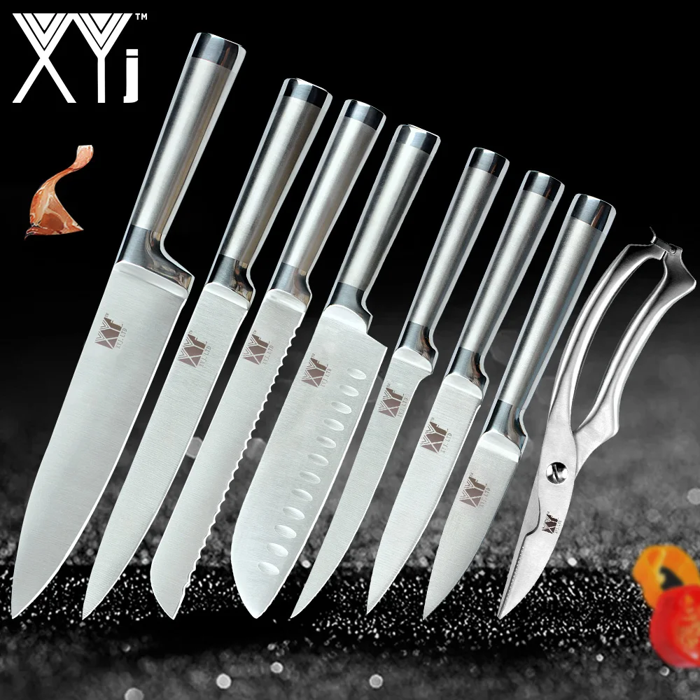 

XYj Stainless Steel Kitchen Knives Set Fruit Paring Utility Santoku Chef Slicing Bread Boning Fish Scissor Knife Set Accessories