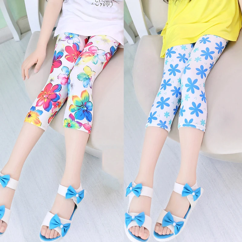 

2019 New Fashion Girls Leggings Classic Flower Hearts Stars Pattern Pants Summer Leggins for Kids Children Getry Leginsy Trouser