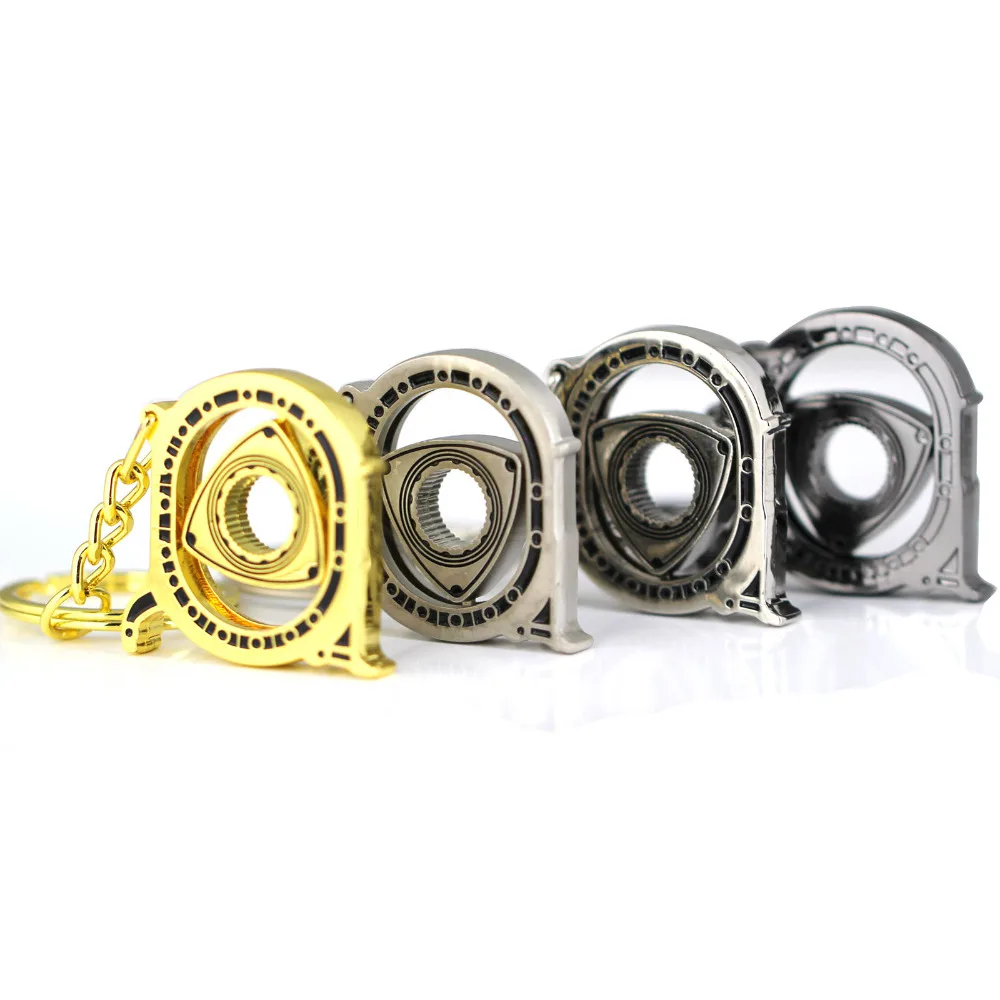 

New HOT Spinning Wankel Rotor Keychain Creative Car Auto Parts Model Engine Rotary Keyring Key Ring Chain Keychain Keyfob