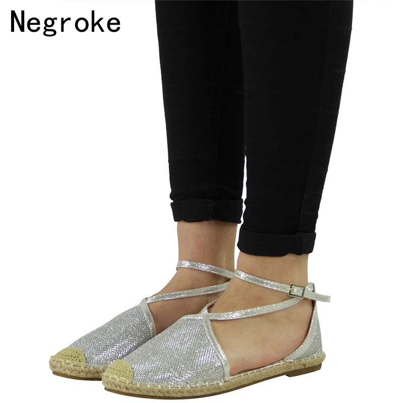 

2019 Summer Flat Sandals Women Espadrilles Ankle Strap Flats Casual Shoes Woman Lace Up Sandalias Mujer 2019 Dropshipping