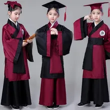 Для маленьких мальчиков традиционный костюм ханьфу китайский ученый древний народ, костюм для мальчиков и девочек детская древних студент одежда для сцены костюм