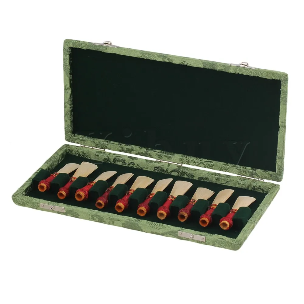 Yibuy Green Bassoon Reed Box Case with Flannel Slot Hold Bassoon 10