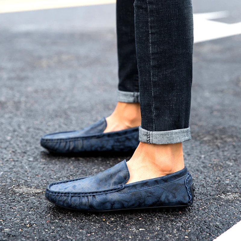 Mocassin homme/мужская повседневная обувь; Модные Замшевые мужские лоферы; мокасины; слипоны; мужская обувь на плоской подошве; Мужская обувь для вождения; Цвет Синий