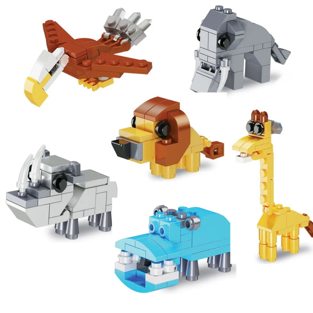 

Animal Building Blocks Educational Toy Elephant Giraffe Eagle Lion Bricks Assembled Boy Gift