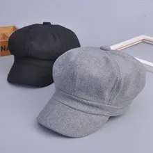 OZyc кепка газетчика шапки осень/зима для женщин девочек Повседневная теплая шапка женская восьмиугольная шляпа женская черная Винтажный стиль