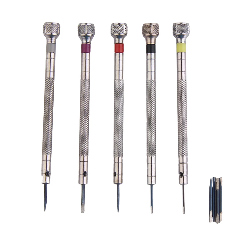 New High Quality Alloy Steel Multi Size Portable Mini 5 PCS Silver Tone Screwdriver Set Watch
