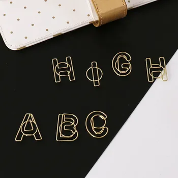 

gold English Letter Modeling Handbook Bookmarks Decorate Cute Stationery Paper Clips Decorative Gold Paper Clips Office Supplies