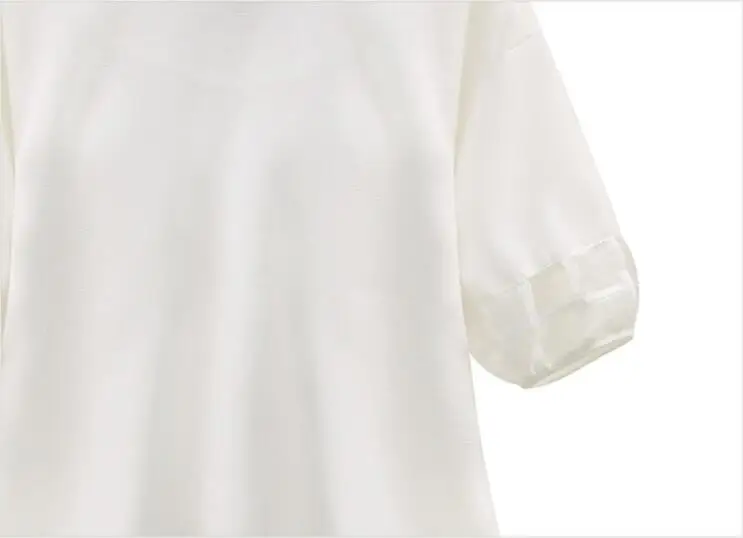 Летние новые блузки плюс размер женские блузки Топы шифоновая рубашка женская круглая шея Свободный Топ Женская туника